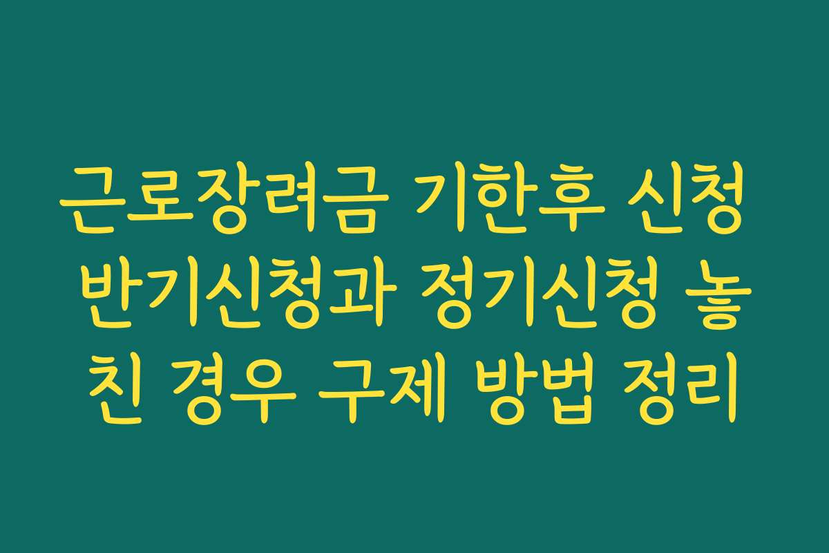 근로장려금 기한후 신청 반기신청과 정기신청 놓친 경우 구제 방법 정리