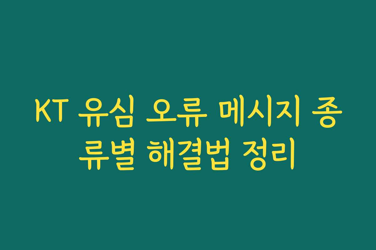 KT 유심 오류 메시지 종류별 해결법 정리