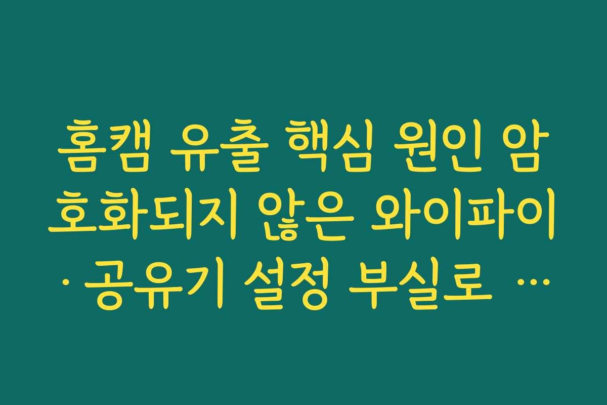 홈캠 유출 핵심 원인 암호화되지 않은 와이파이·공유기 설정 부실로 인한 노출