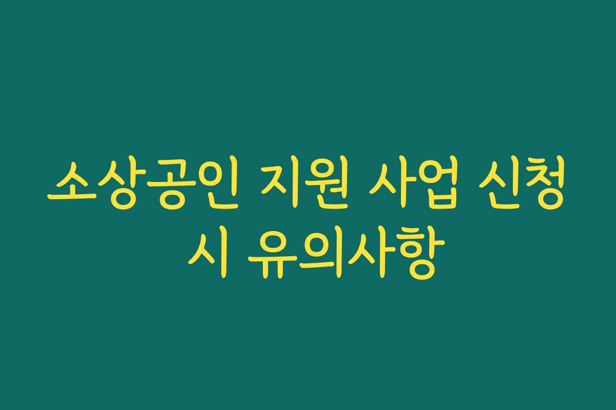소상공인 지원 사업 신청 시 유의사항 소상공인 지원 사업 신청 시 유의사항