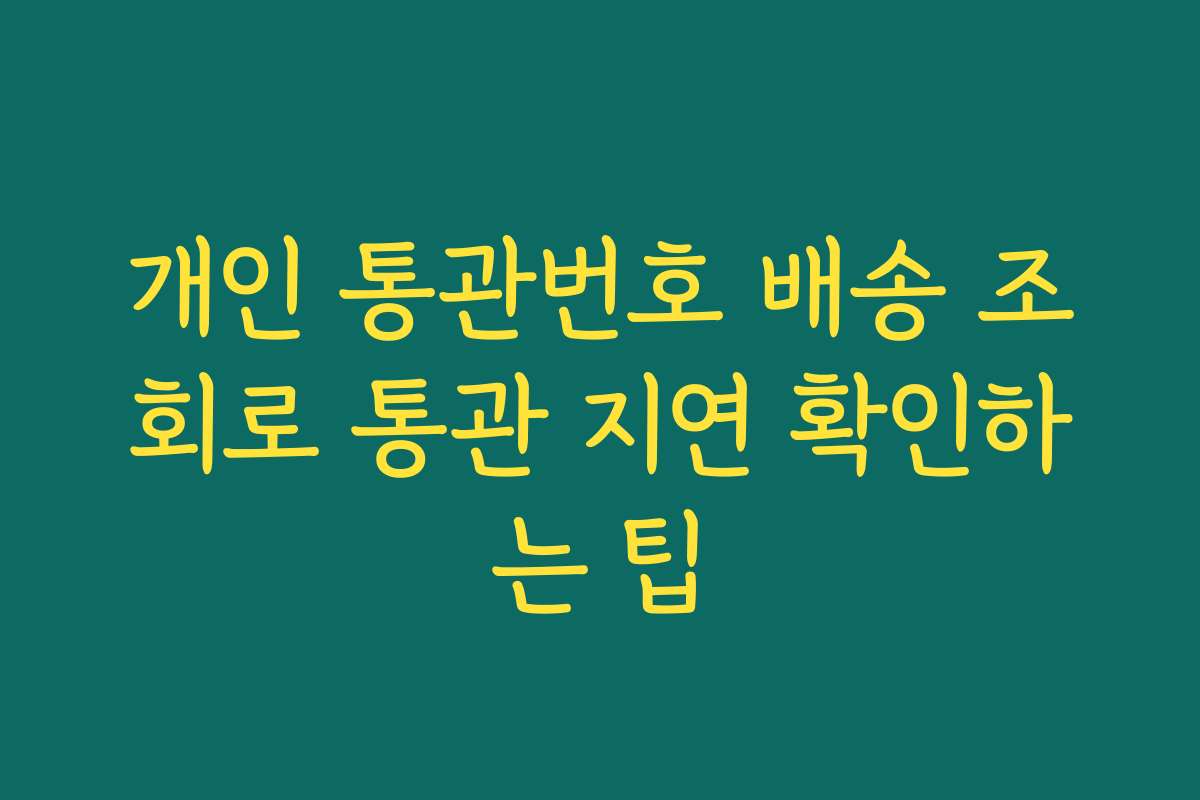 개인 통관번호 배송 조회로 통관 지연 확인하는 팁