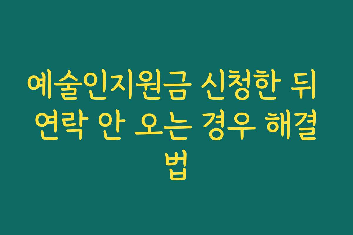 예술인지원금 신청한 뒤 연락 안 오는 경우 해결법