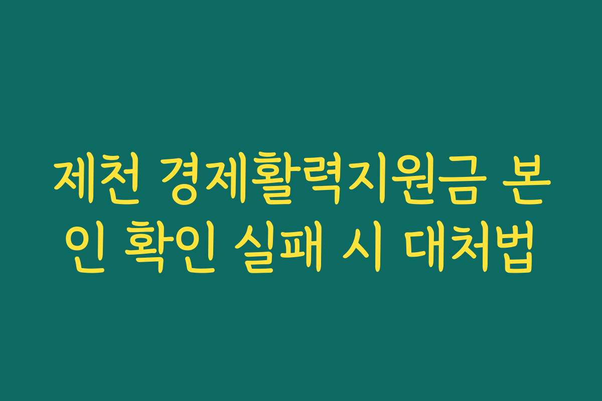 제천 경제활력지원금 본인 확인 실패 시 대처법