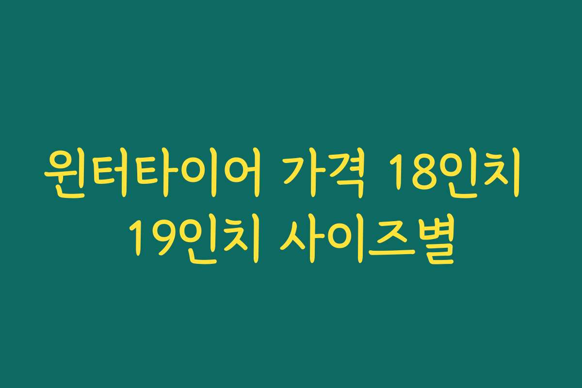 윈터타이어 가격 18인치 19인치 사이즈별