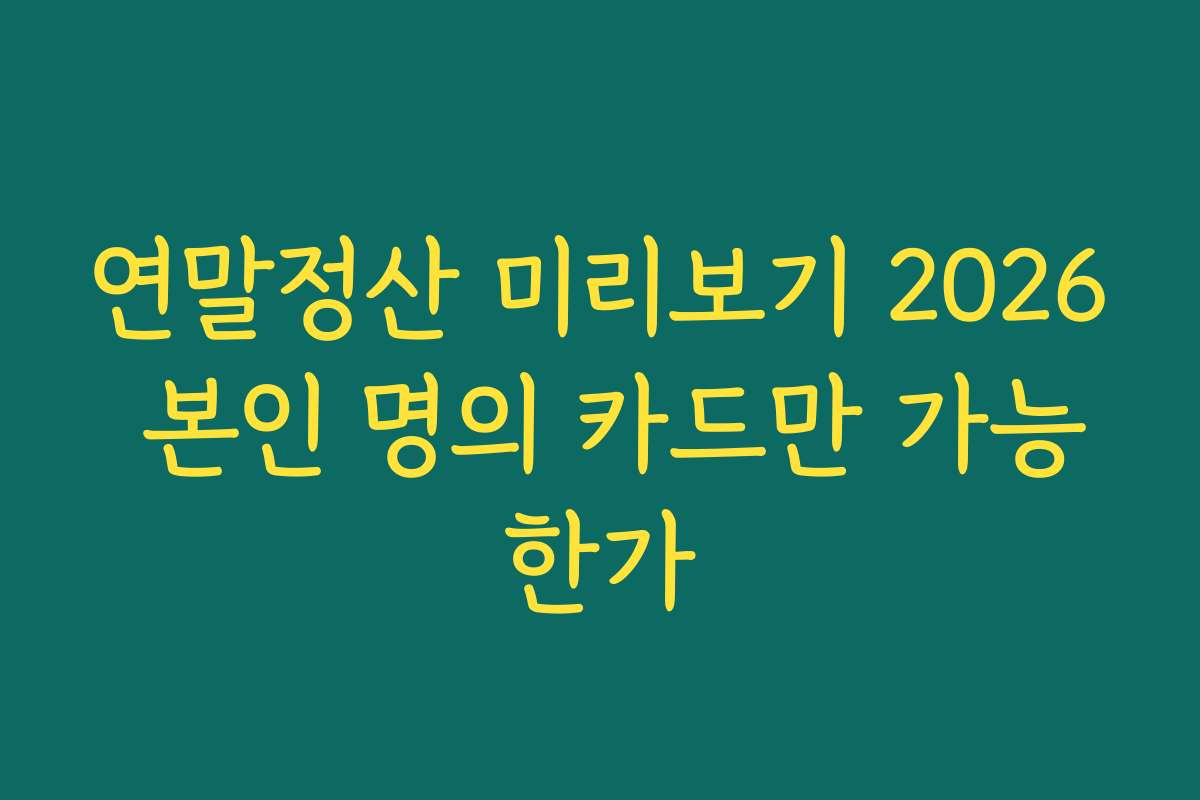 연말정산 미리보기 2026 본인 명의 카드만 가능한가