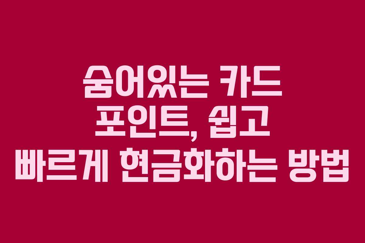 숨어있는 카드 포인트, 쉽고 빠르게 현금화하는 방법 숨어있는 카드 포인트, 쉽고 빠르게 현금화하는 방법