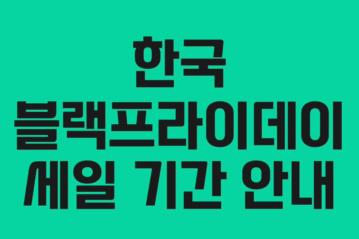 한국 블랙프라이데이 세일 기간 안내 한국 블랙프라이데이 세일 기간 안내