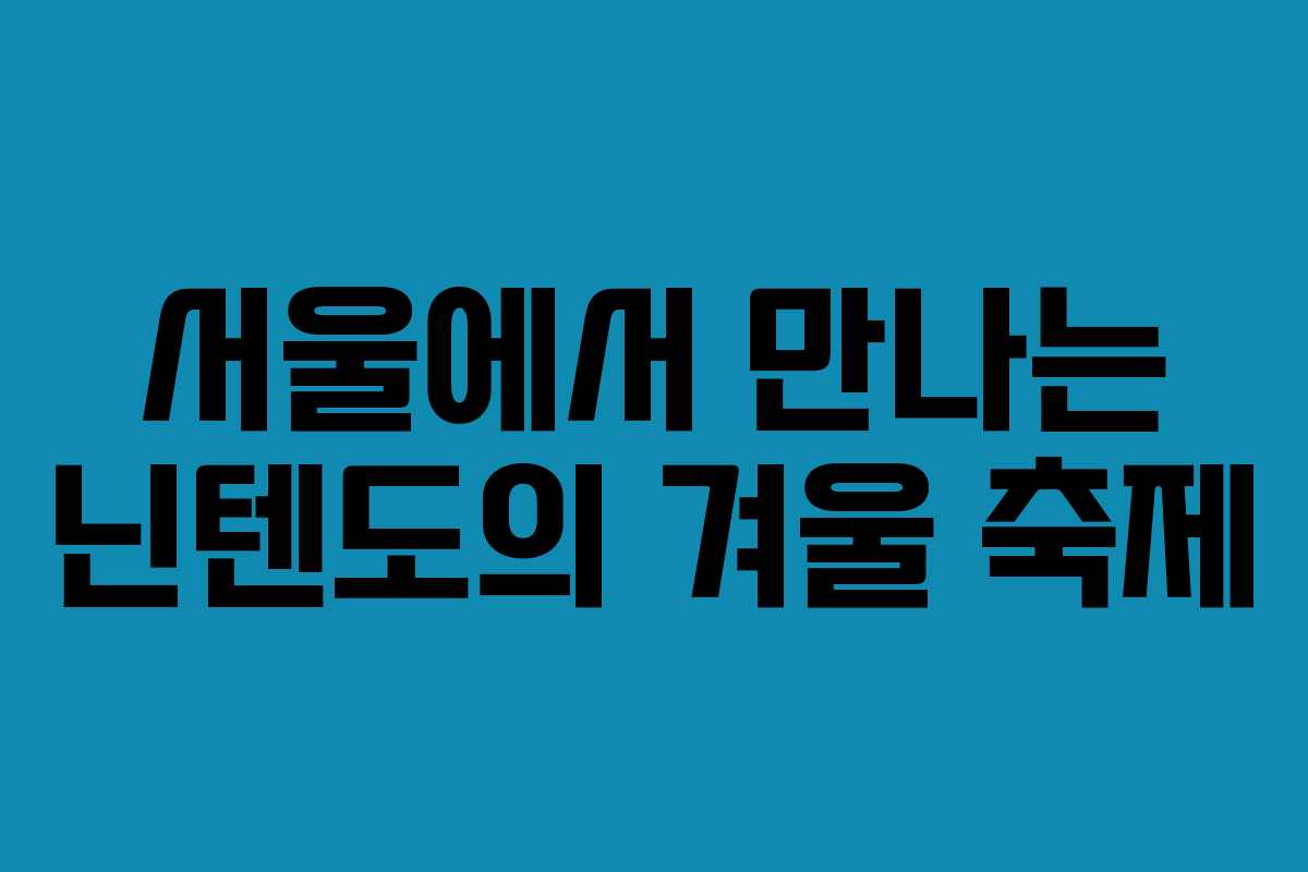 서울에서 만나는 닌텐도의 겨울 축제 서울에서 만나는 닌텐도의 겨울 축제