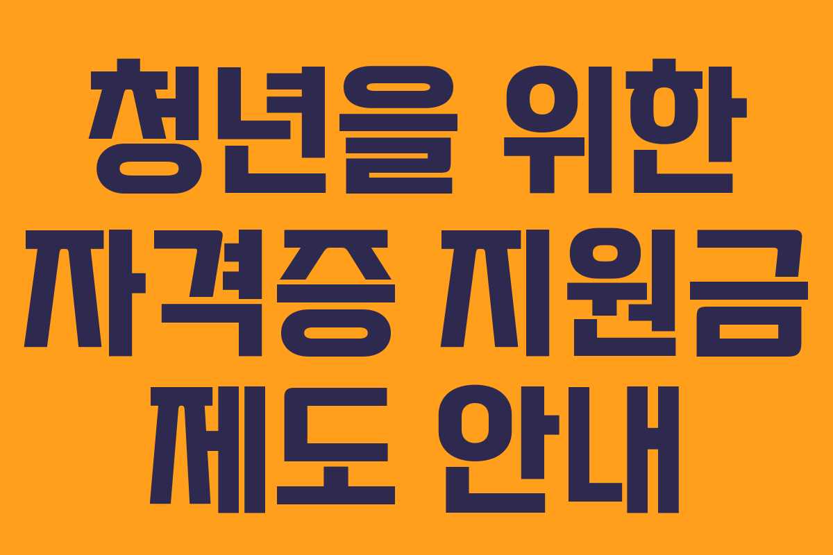 청년을 위한 자격증 지원금 제도 안내 청년을 위한 자격증 지원금 제도 안내