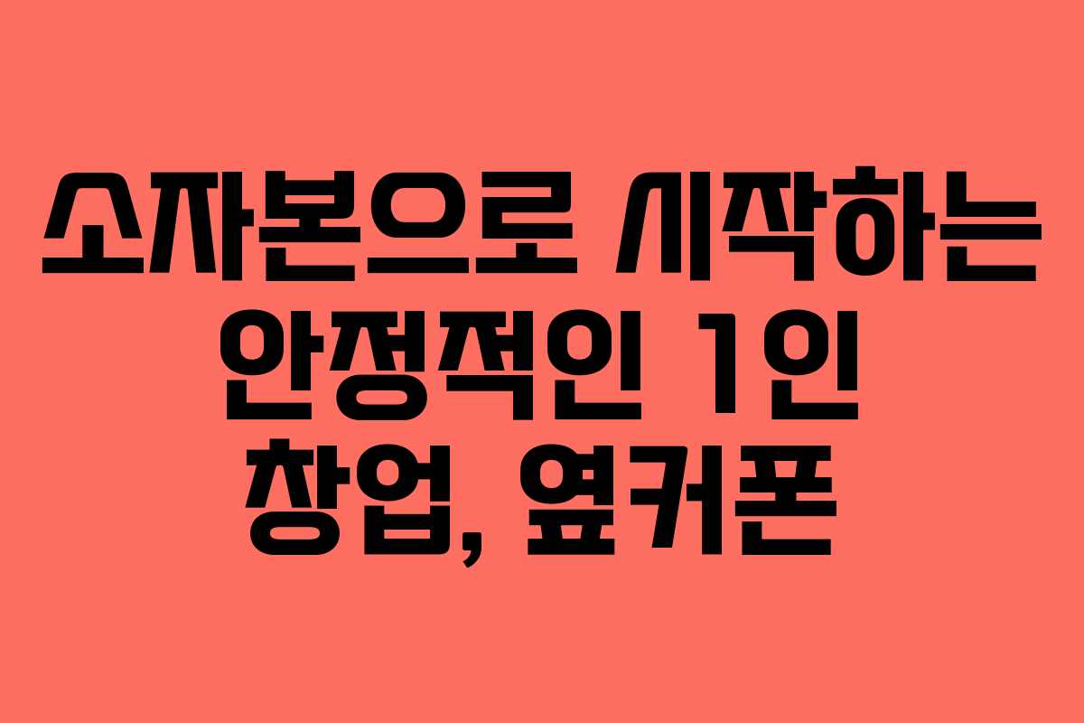 소자본으로 시작하는 안정적인 1인 창업, 옆커폰