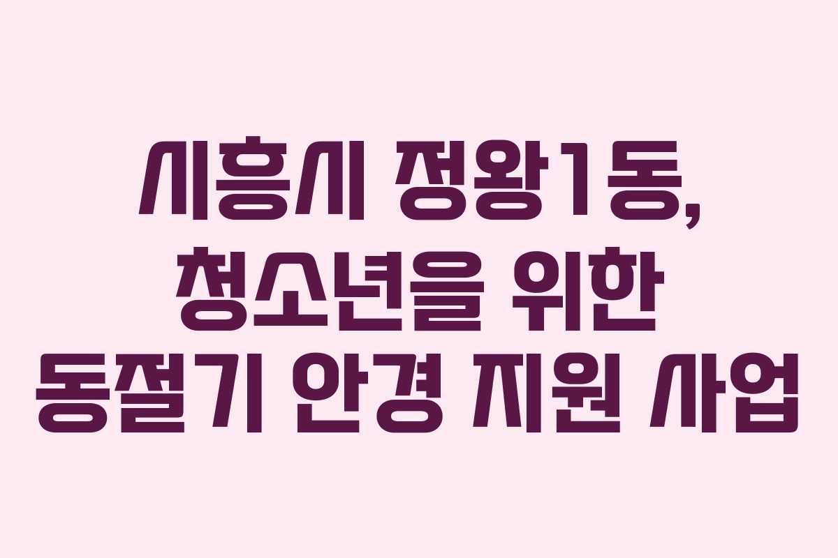 시흥시 정왕1동, 청소년을 위한 동절기 안경 지원 사업