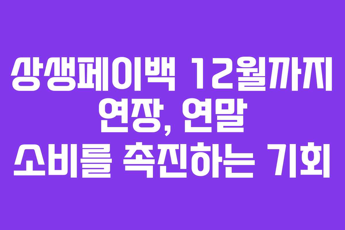 상생페이백 12월까지 연장, 연말 소비를 촉진하는 기회