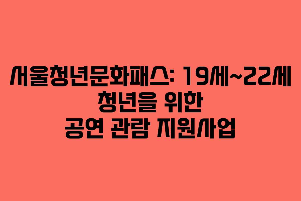 서울청년문화패스: 19세~22세 청년을 위한 공연 관람 지원사업