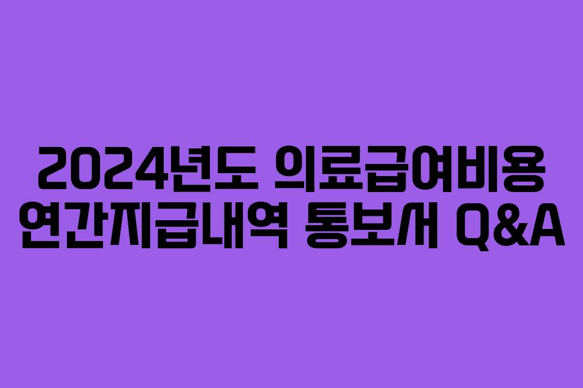 2024년도 의료급여비용 연간지급내역 통보서 Q&A