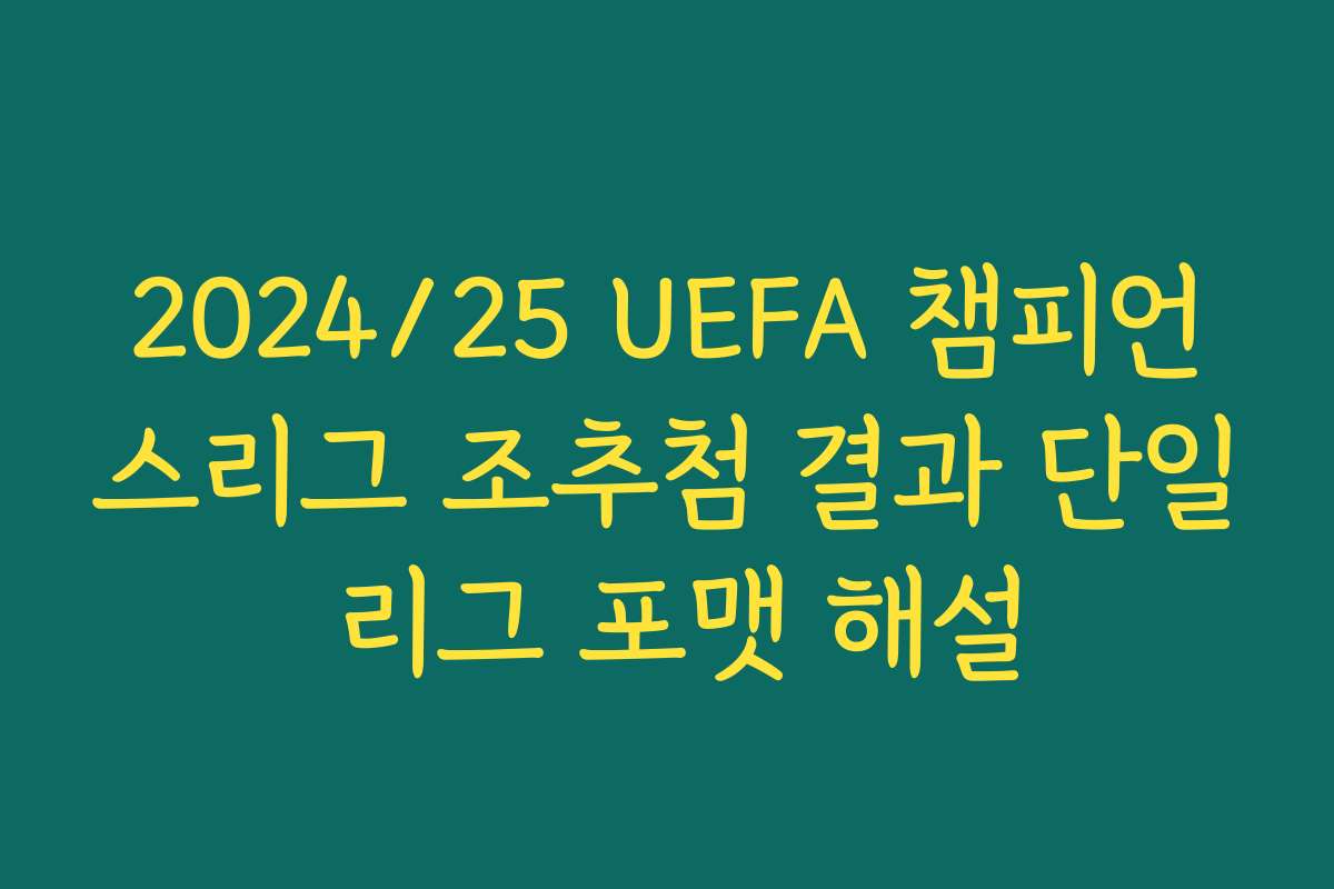 2024/25 UEFA 챔피언스리그 조추첨 결과 단일 리그 포맷 해설