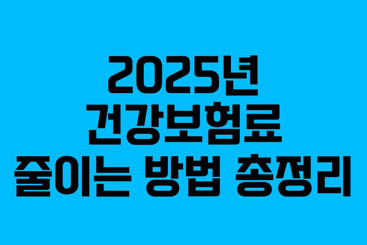 2025년 건강보험료 줄이는 방법 총정리