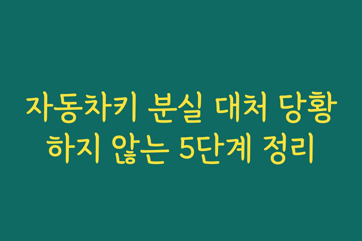 자동차키 분실 대처 당황하지 않는 5단계 정리