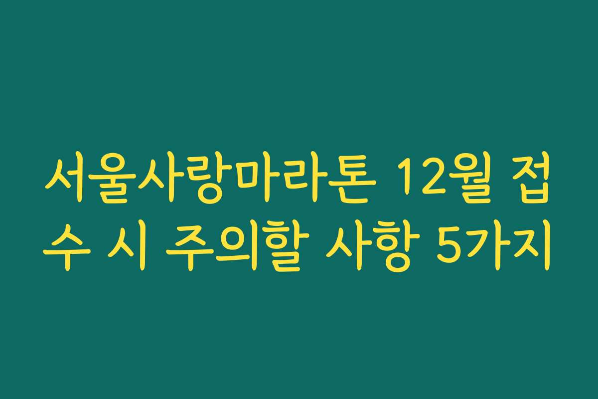 서울사랑마라톤 12월 접수 시 주의할 사항 5가지
