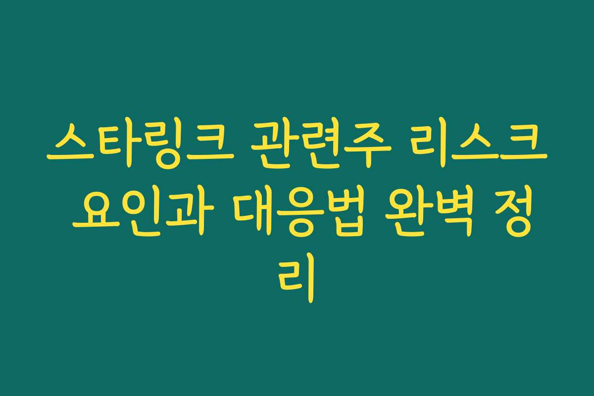 스타링크 관련주 리스크 요인과 대응법 완벽 정리