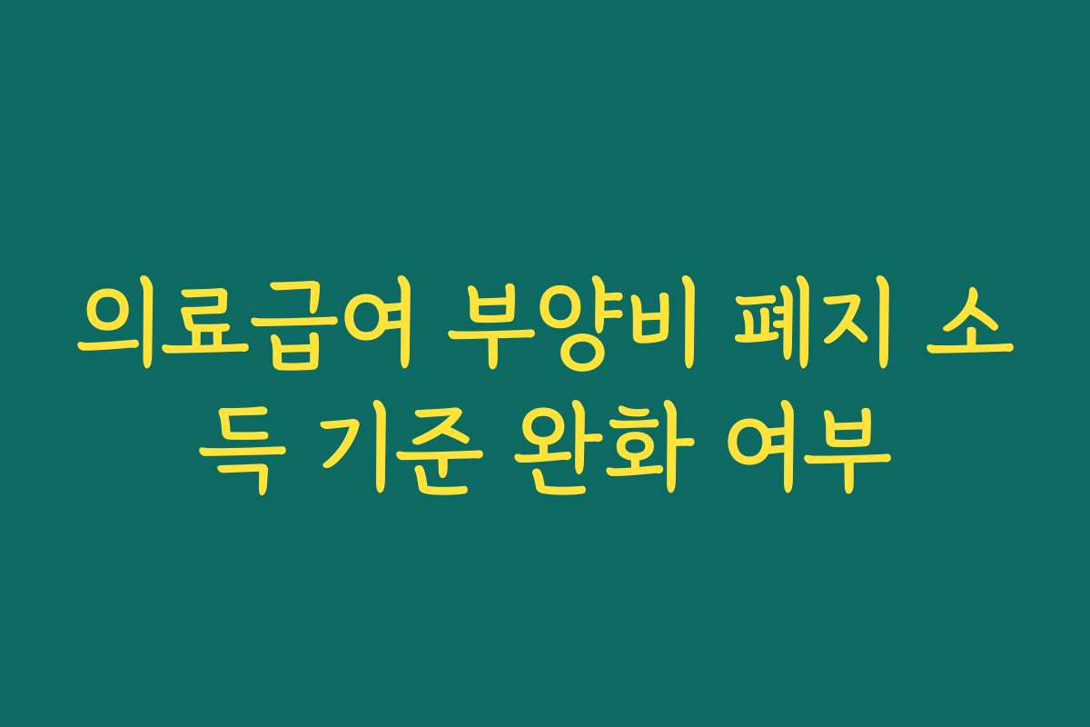 의료급여 부양비 폐지 소득 기준 완화 여부