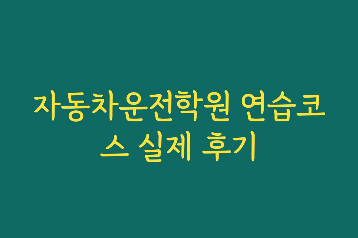 자동차운전학원 연습코스 실제 후기