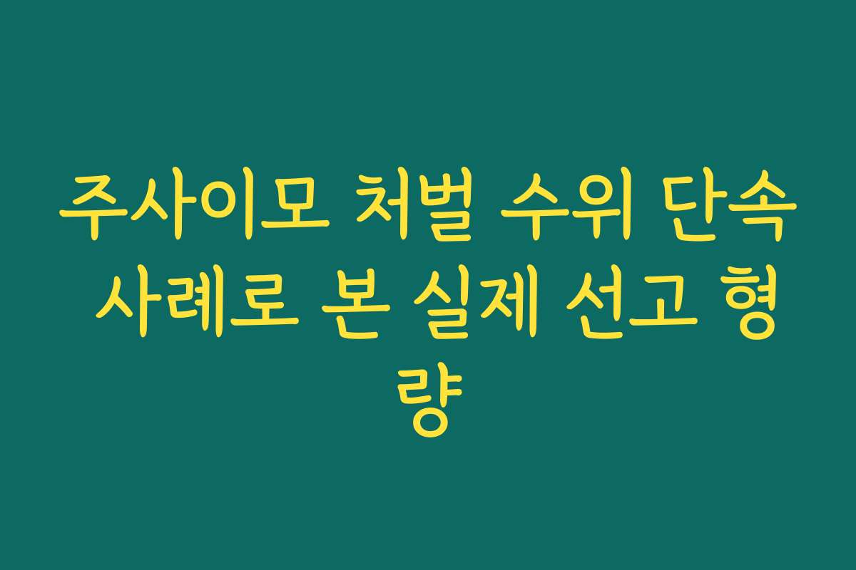 주사이모 처벌 수위 단속 사례로 본 실제 선고 형량