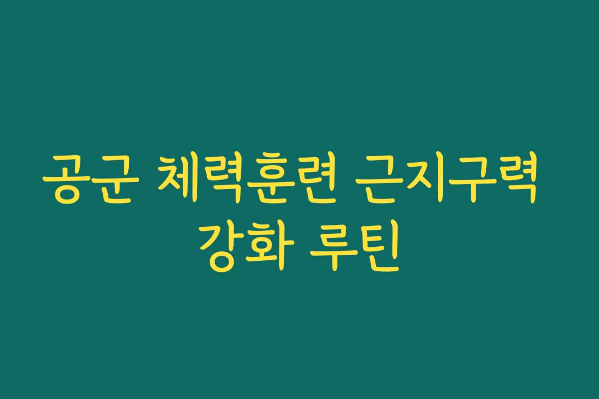 공군 체력훈련 근지구력 강화 루틴