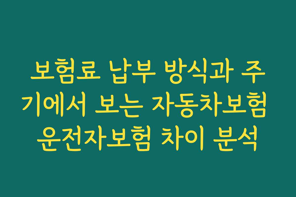 보험료 납부 방식과 주기에서 보는 자동차보험 운전자보험 차이 분석