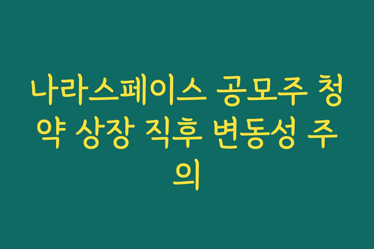 나라스페이스 공모주 청약 상장 직후 변동성 주의