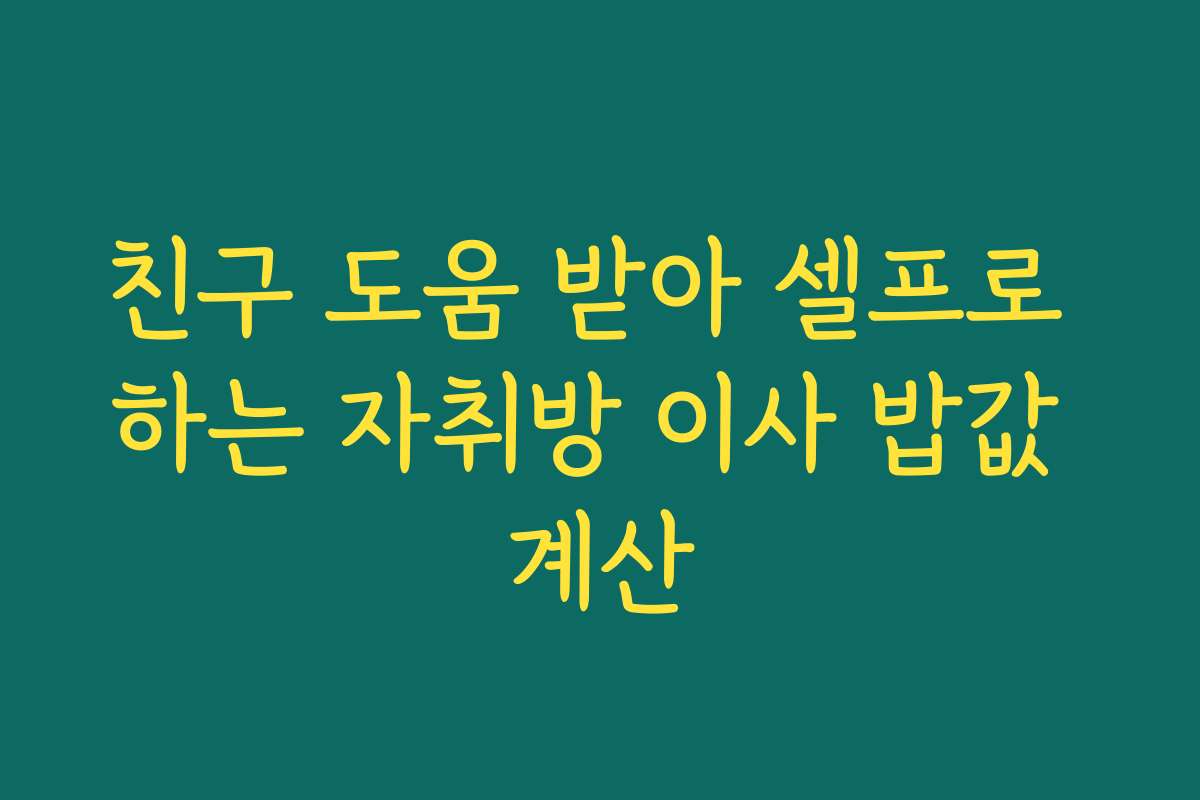 친구 도움 받아 셀프로 하는 자취방 이사 밥값 계산