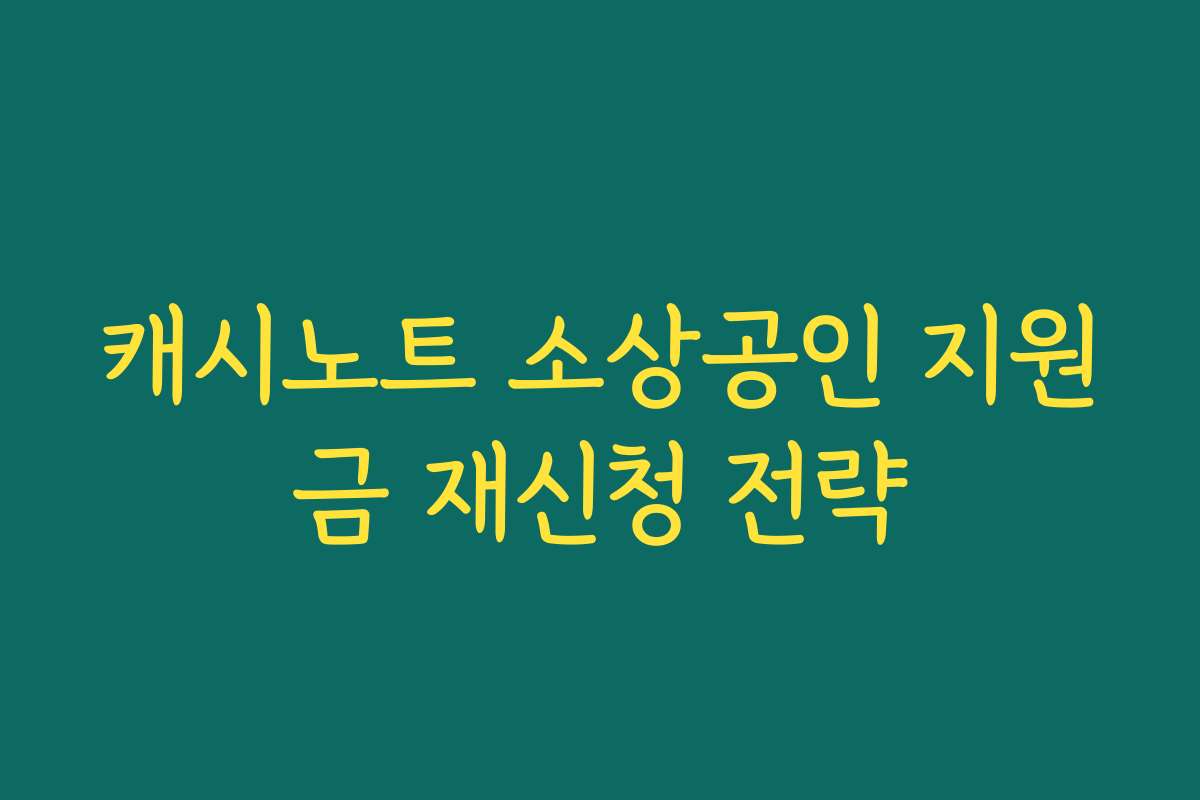 캐시노트 소상공인 지원금 재신청 전략