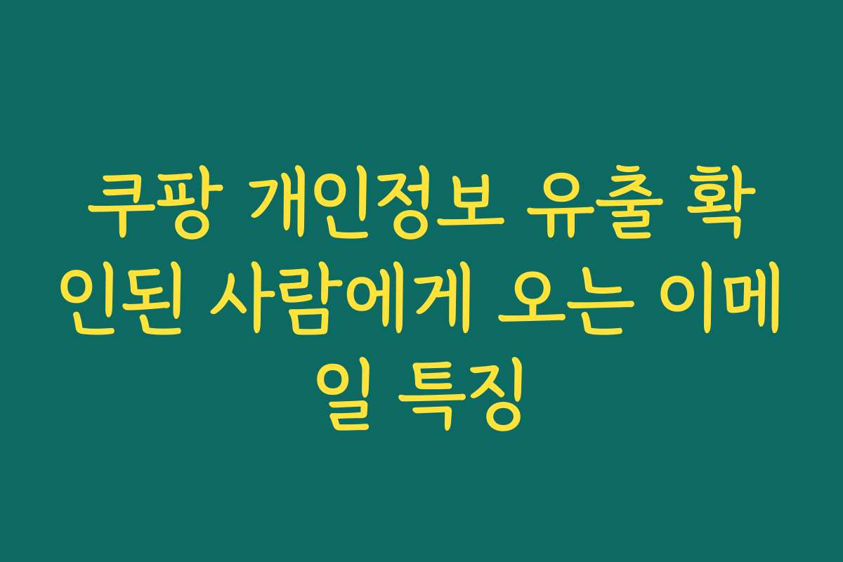 쿠팡 개인정보 유출 확인된 사람에게 오는 이메일 특징