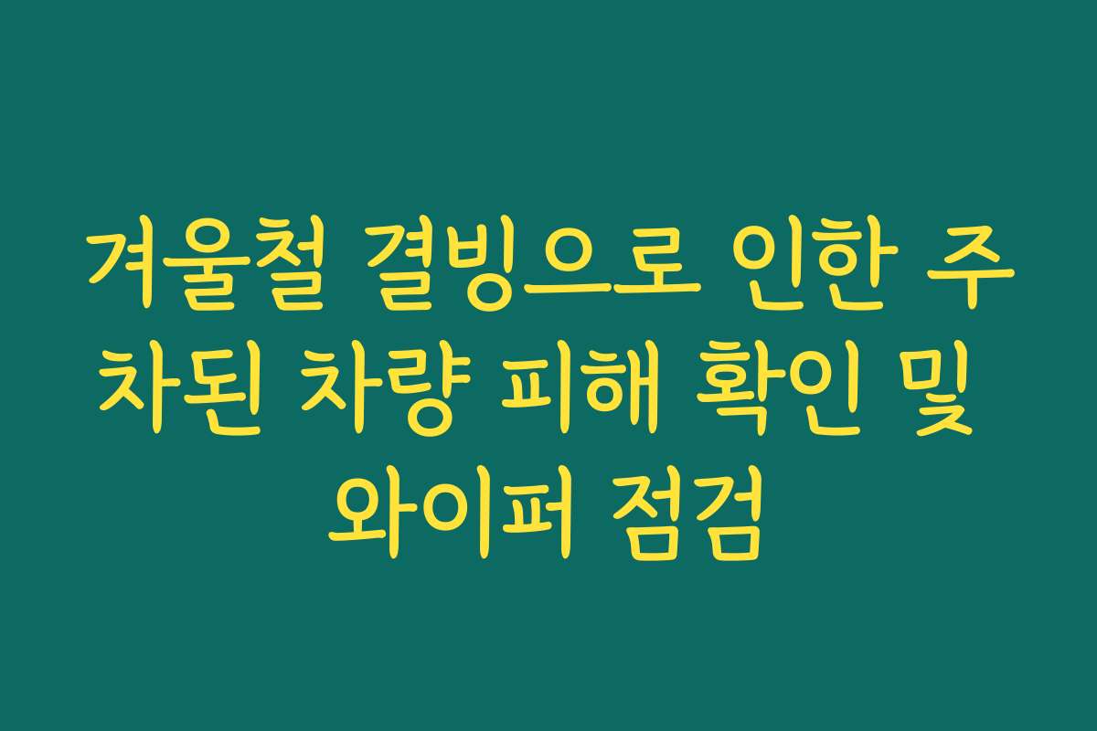 겨울철 결빙으로 인한 주차된 차량 피해 확인 및 와이퍼 점검