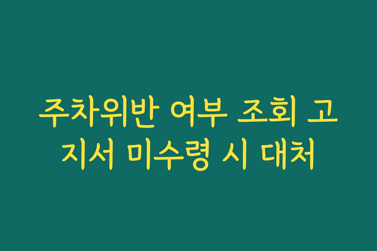 주차위반 여부 조회 고지서 미수령 시 대처
