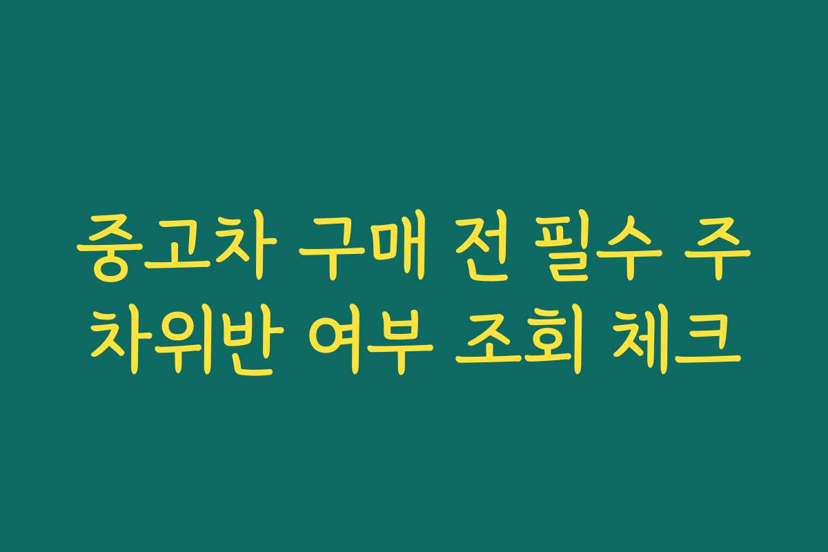 중고차 구매 전 필수 주차위반 여부 조회 체크