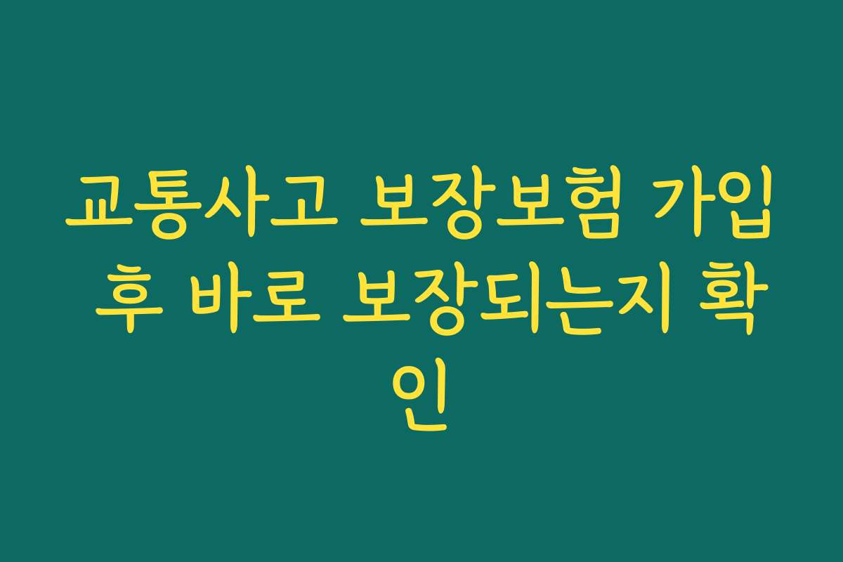 교통사고 보장보험 가입 후 바로 보장되는지 확인