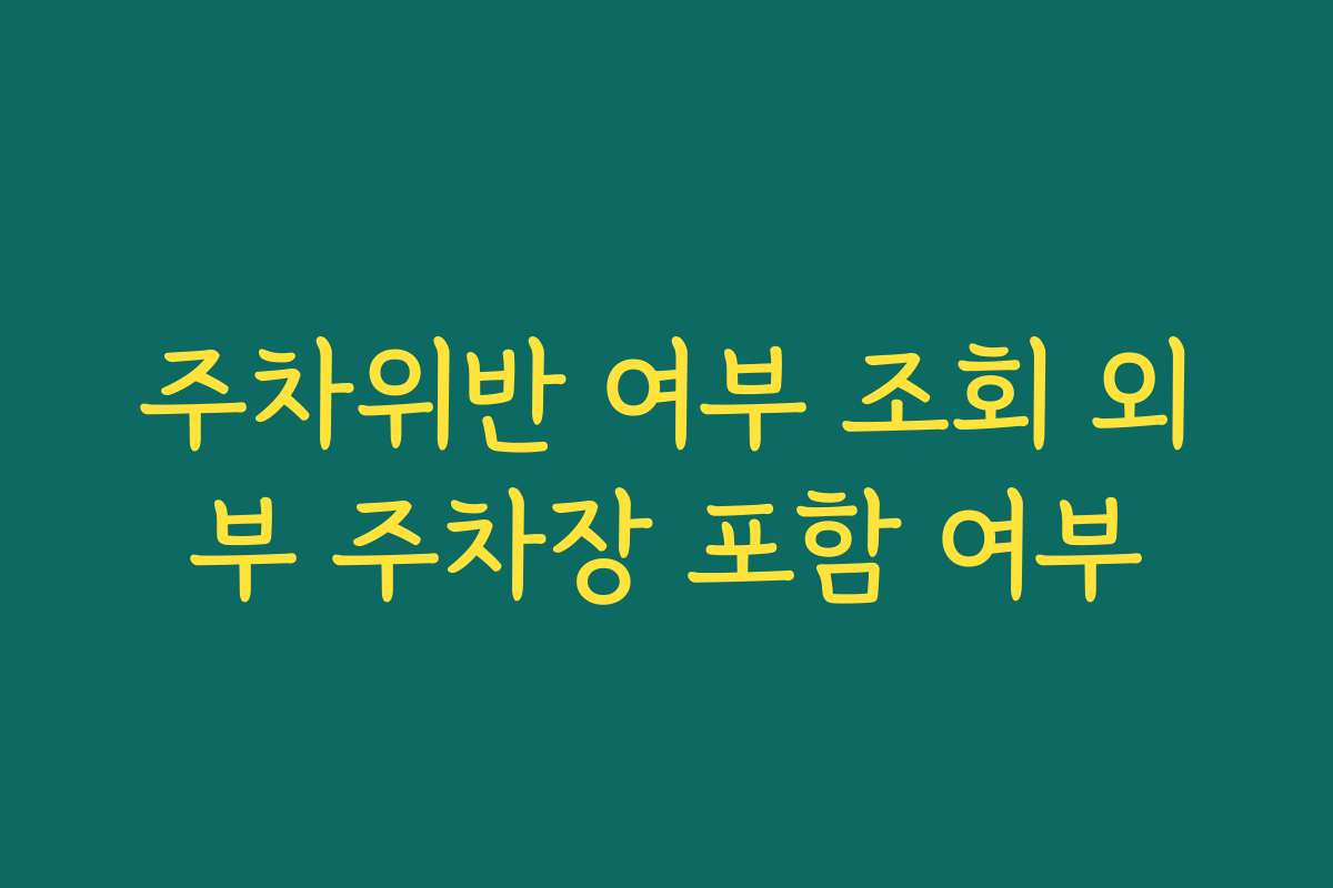 주차위반 여부 조회 외부 주차장 포함 여부