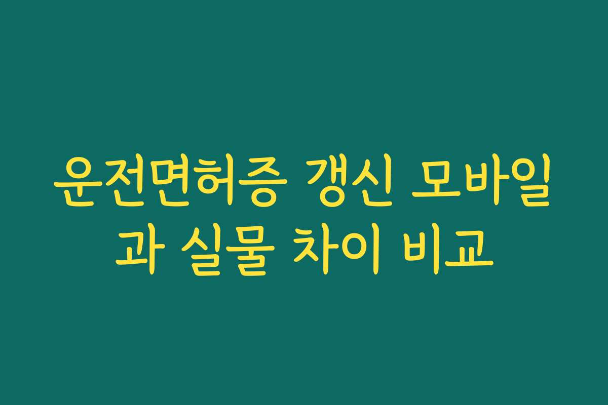 운전면허증 갱신 모바일과 실물 차이 비교