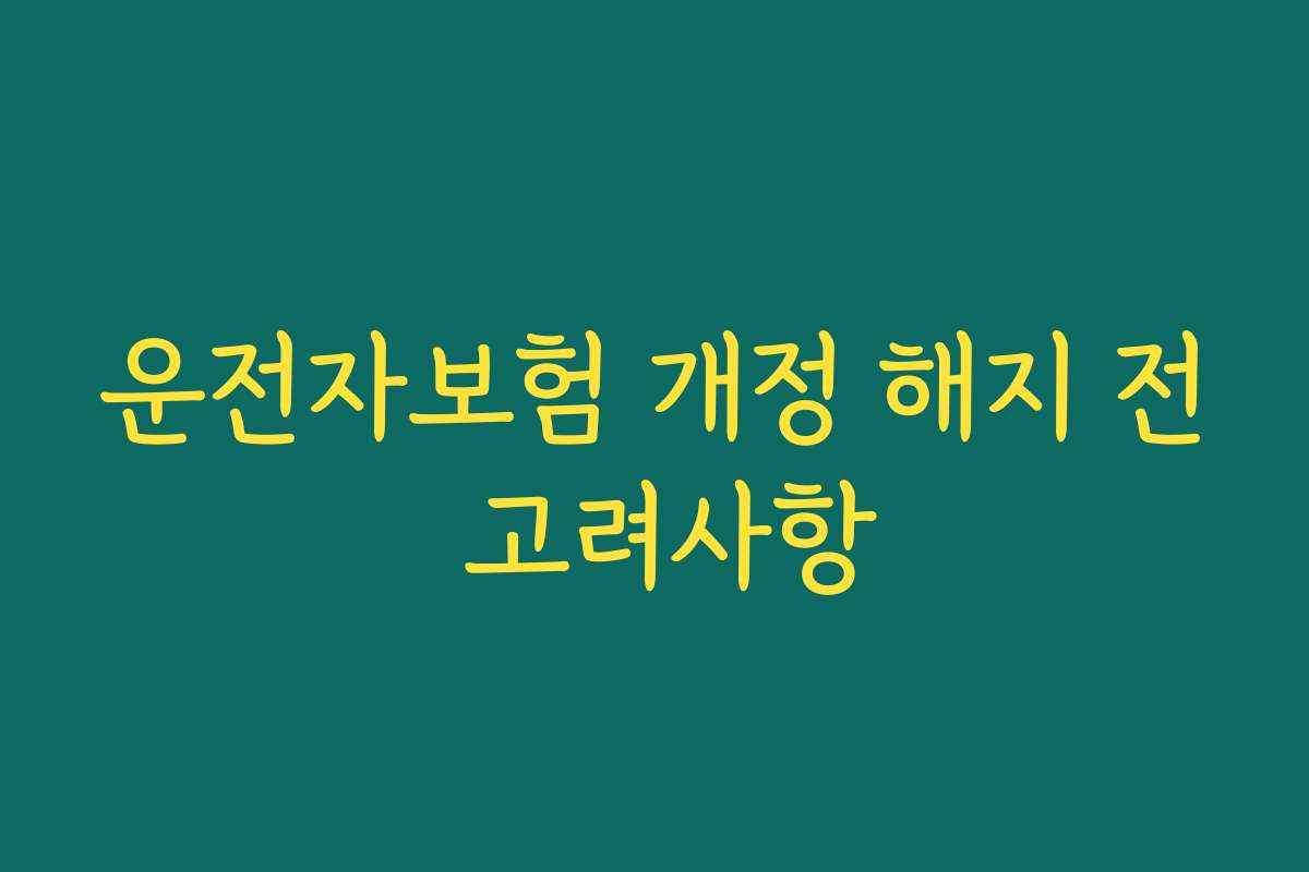 운전자보험 개정 해지 전 고려사항