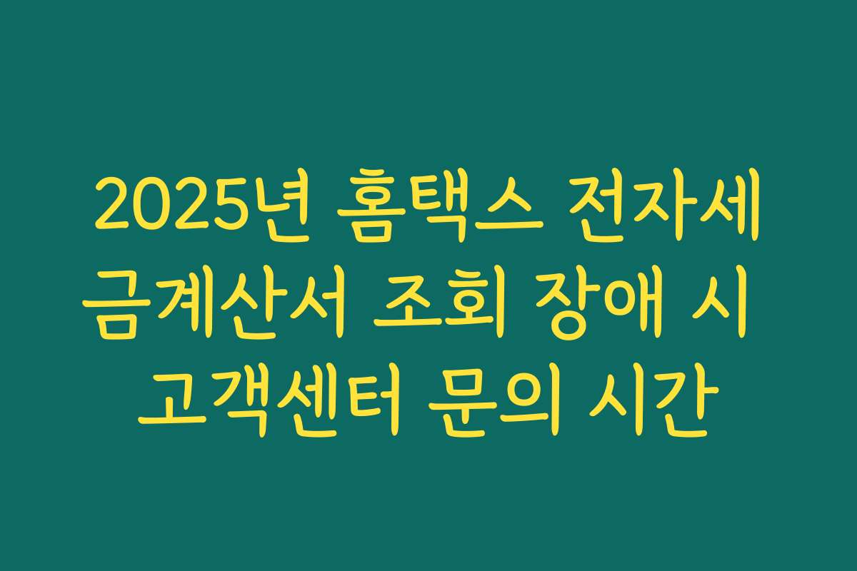 2025년 홈택스 전자세금계산서 조회 장애 시 고객센터 문의 시간