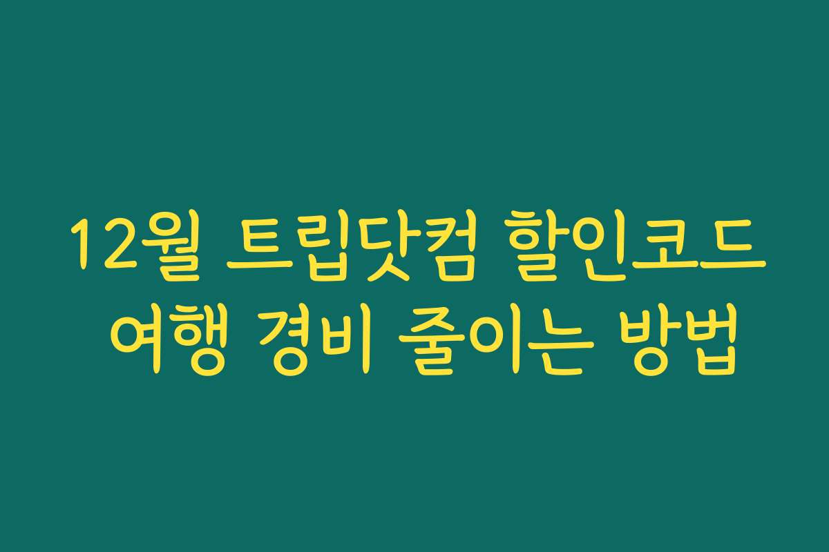 12월 트립닷컴 할인코드 여행 경비 줄이는 방법