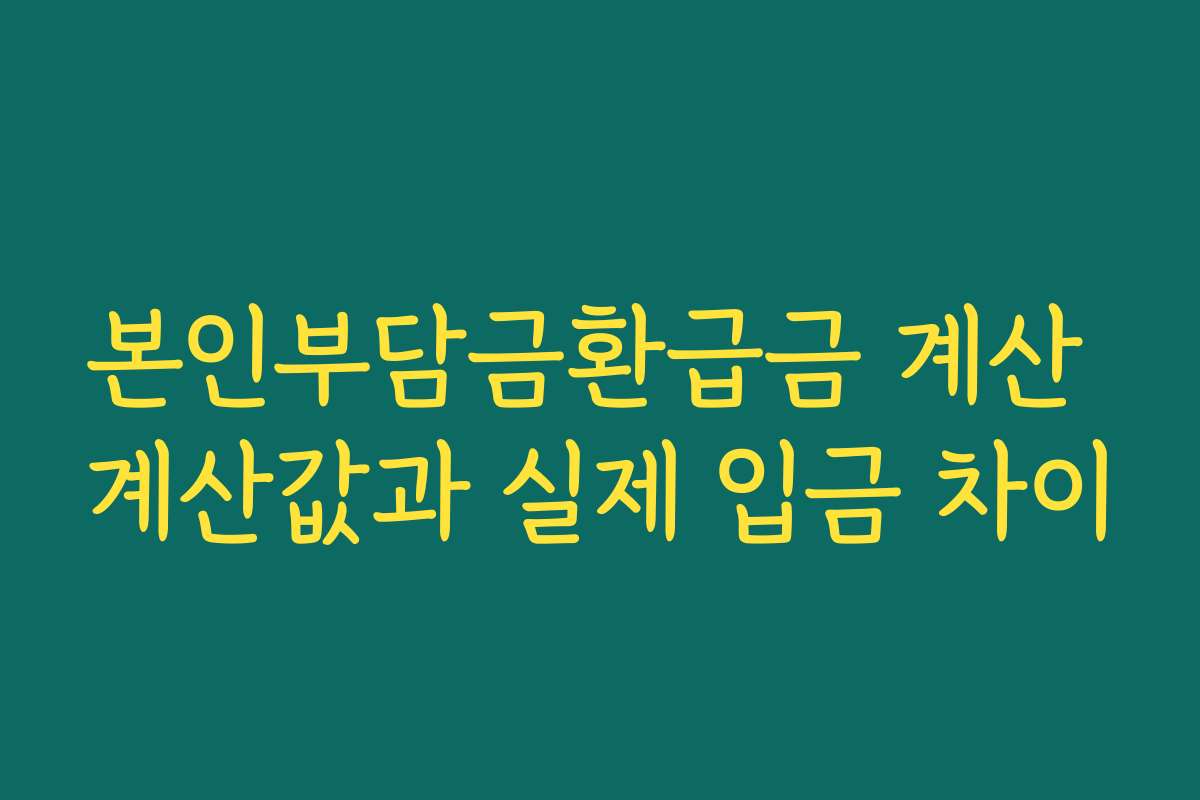 본인부담금환급금 계산 계산값과 실제 입금 차이