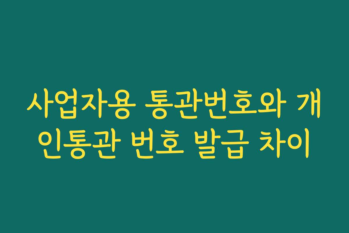 사업자용 통관번호와 개인통관 번호 발급 차이