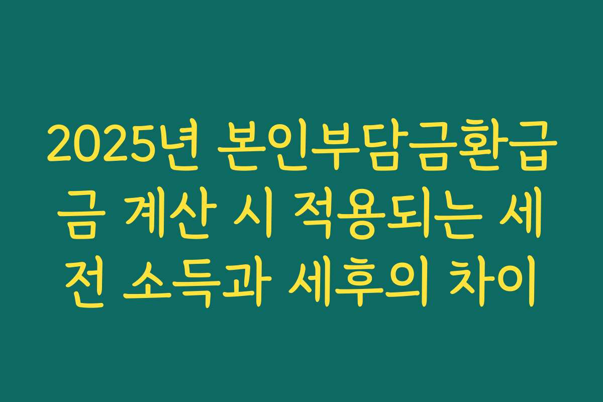 2025년 본인부담금환급금 계산 시 적용되는 세전 소득과 세후의 차이