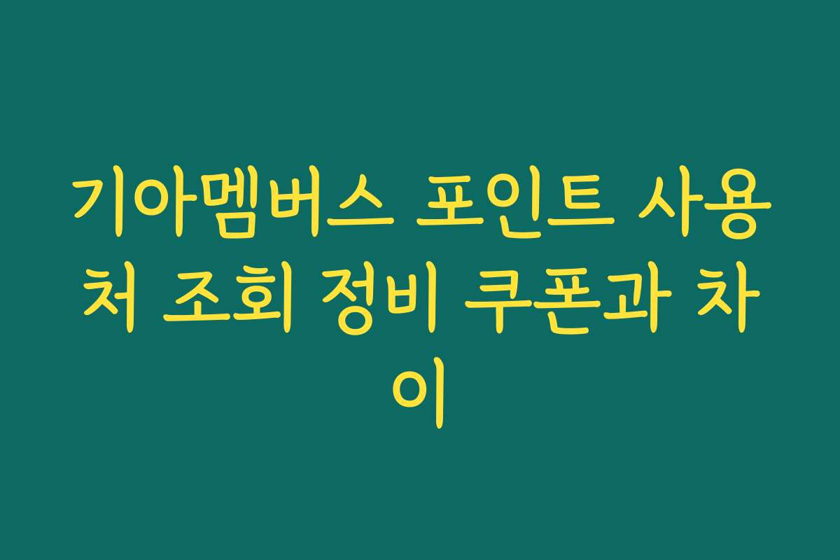 기아멤버스 포인트 사용처 조회 정비 쿠폰과 차이