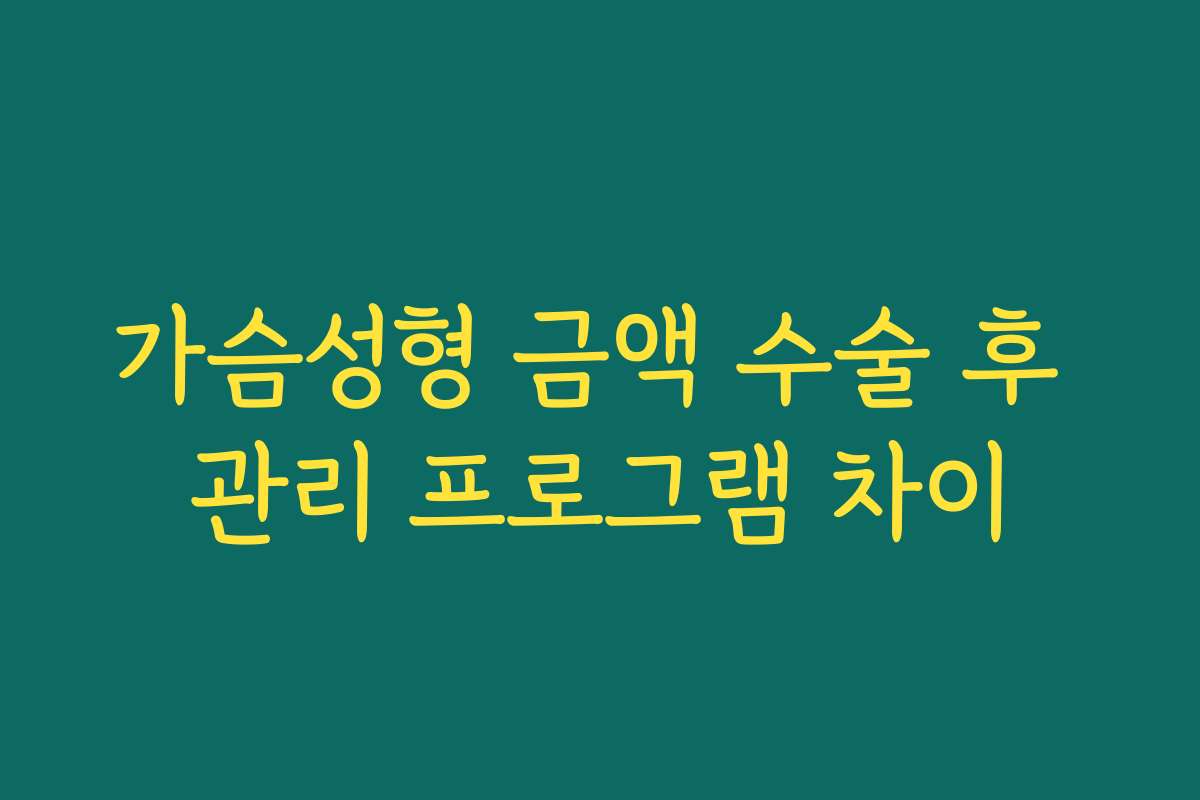 가슴성형 금액 수술 후 관리 프로그램 차이