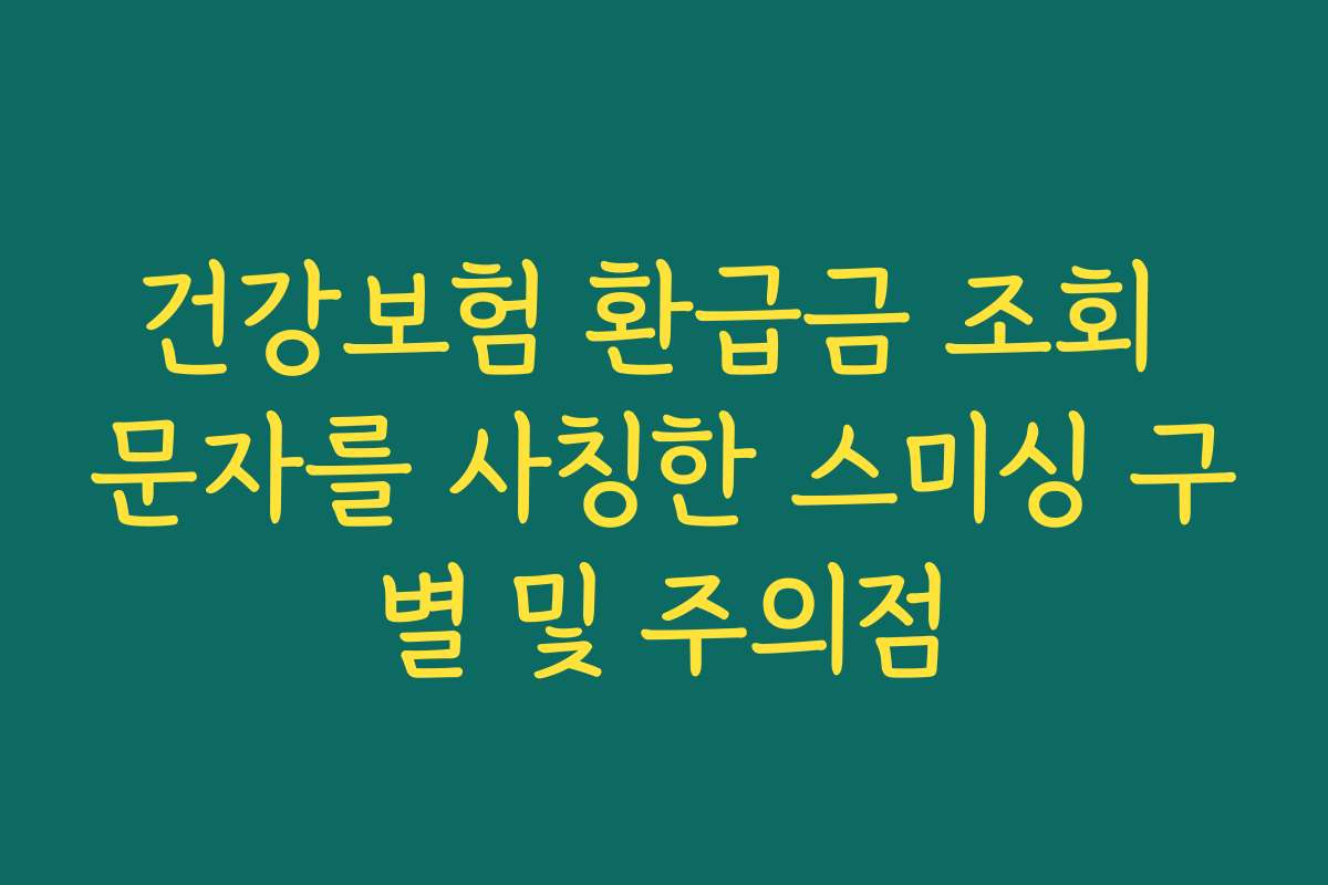 건강보험 환급금 조회 문자를 사칭한 스미싱 구별 및 주의점