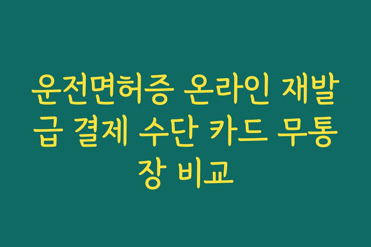 운전면허증 온라인 재발급 결제 수단 카드 무통장 비교