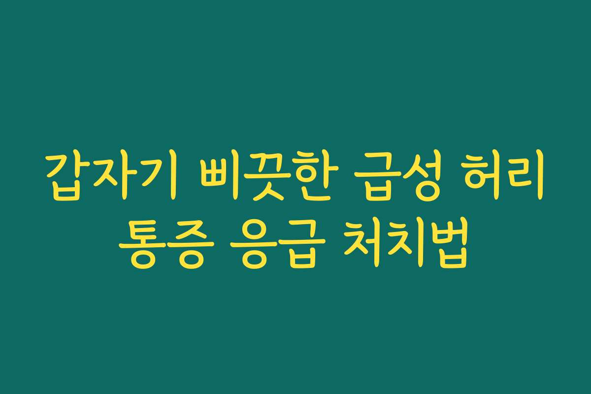 갑자기 삐끗한 급성 허리통증 응급 처치법