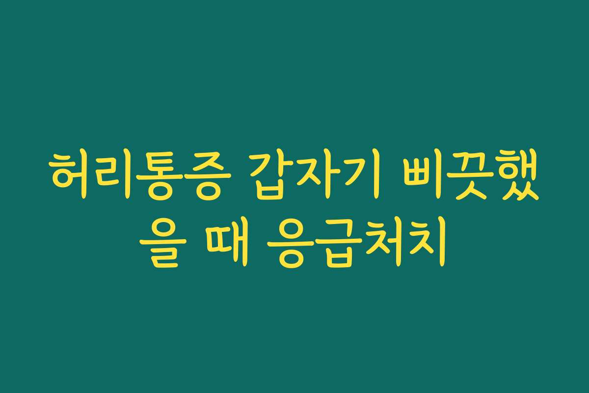 허리통증 갑자기 삐끗했을 때 응급처치